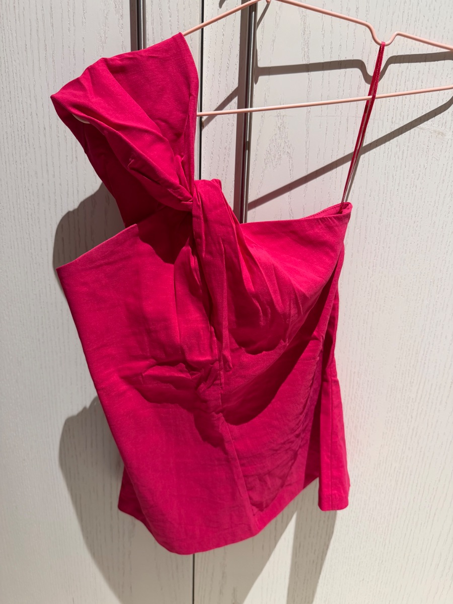 Zara one shoulder knot pink blouse