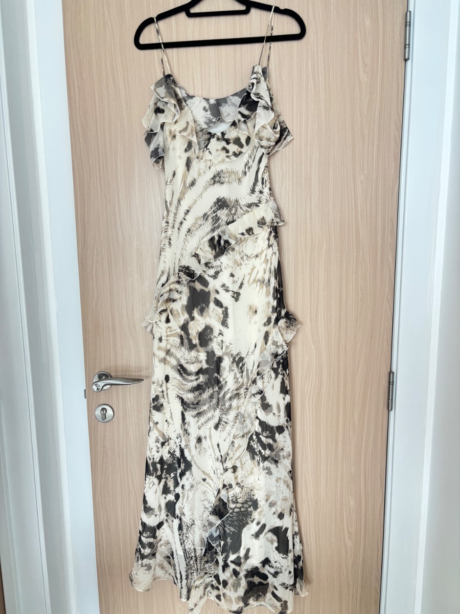 Mango Printed ruffle midaxi dress