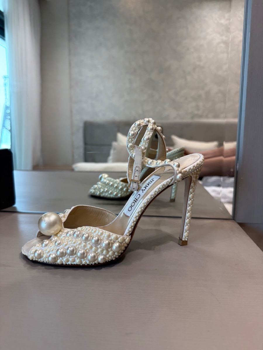 Jimmy Choo Sacora 100 Pearl Bridal Wedding Heels –