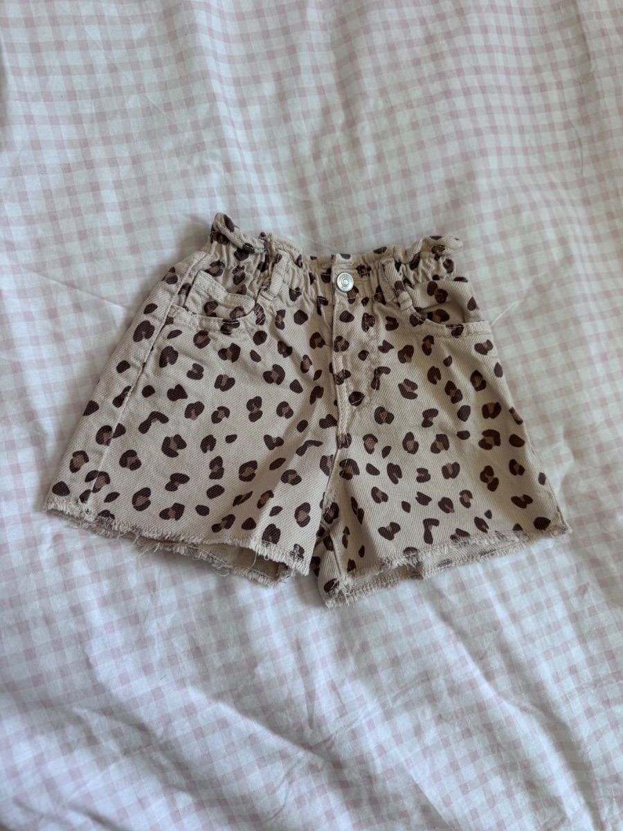 Zara Leopard print denim shorts