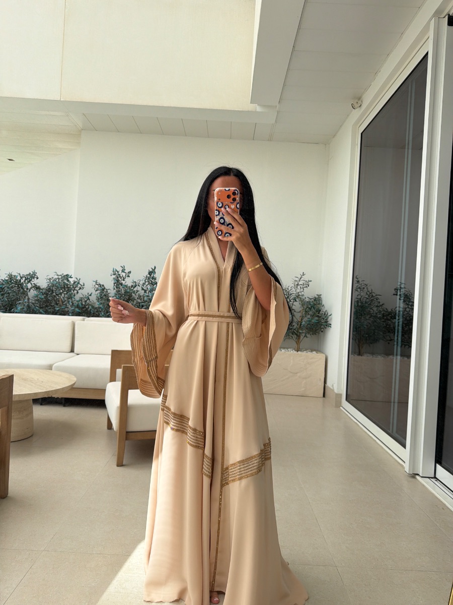 Beige & gold abaya