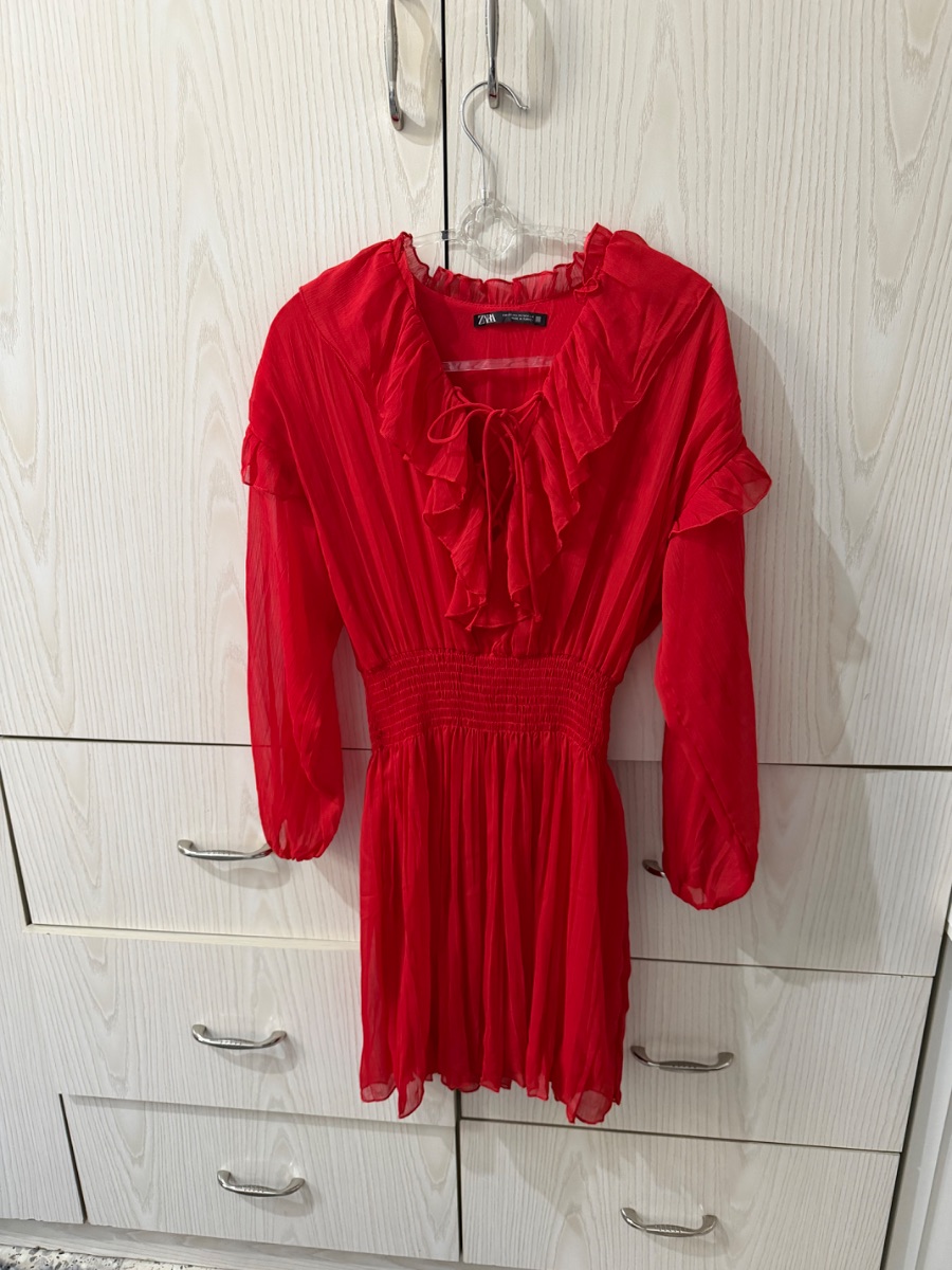 Zara Red Ruffled Mini Dress