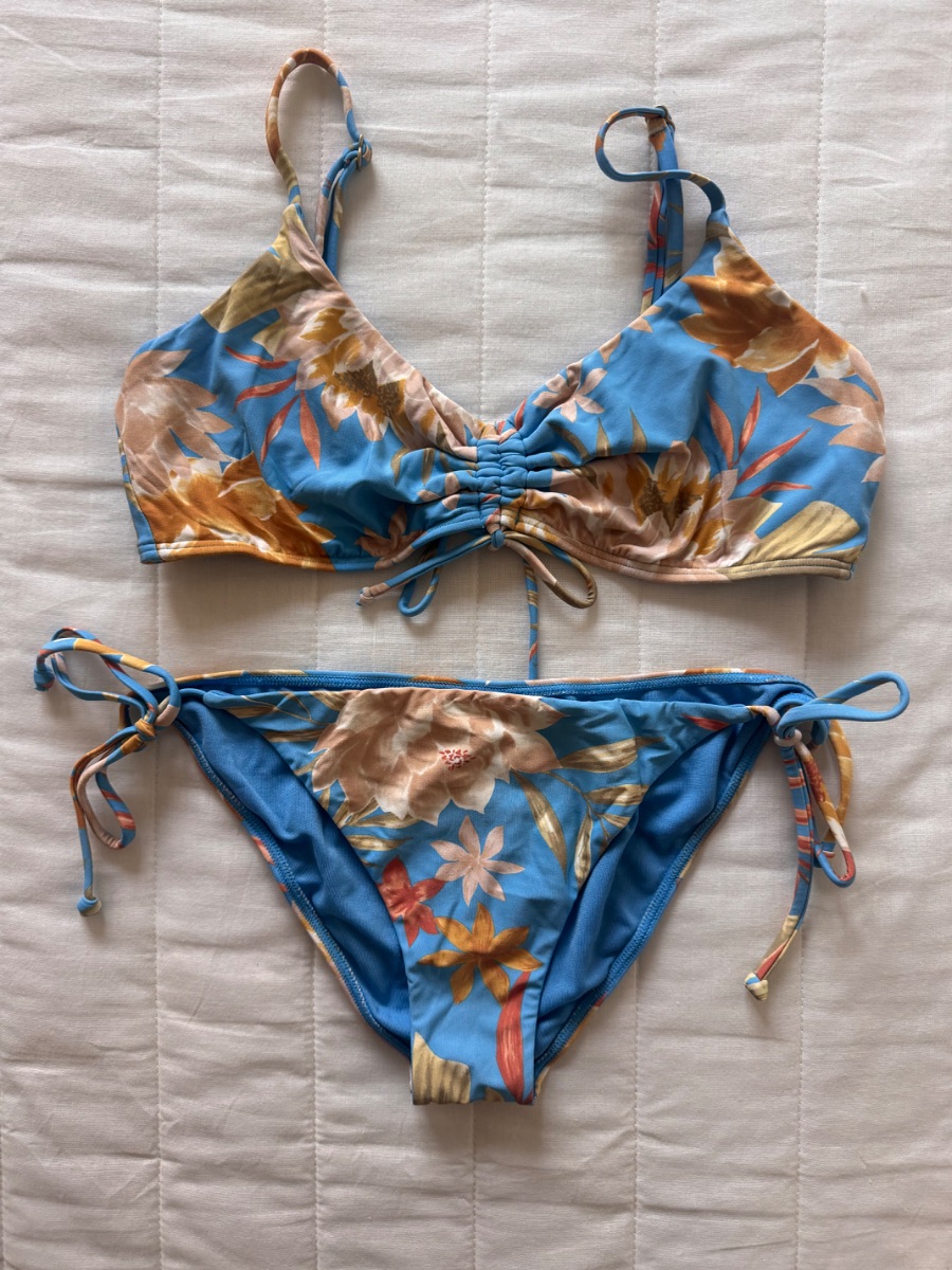 Billabong blue floral two-piece bikini set