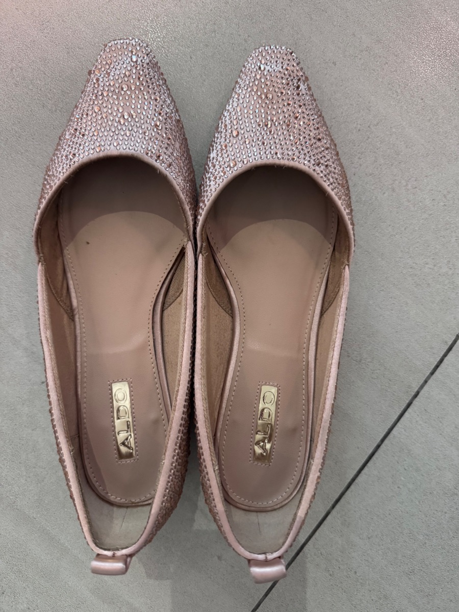 ALDO Nude Pink Rhinestone Party Flats