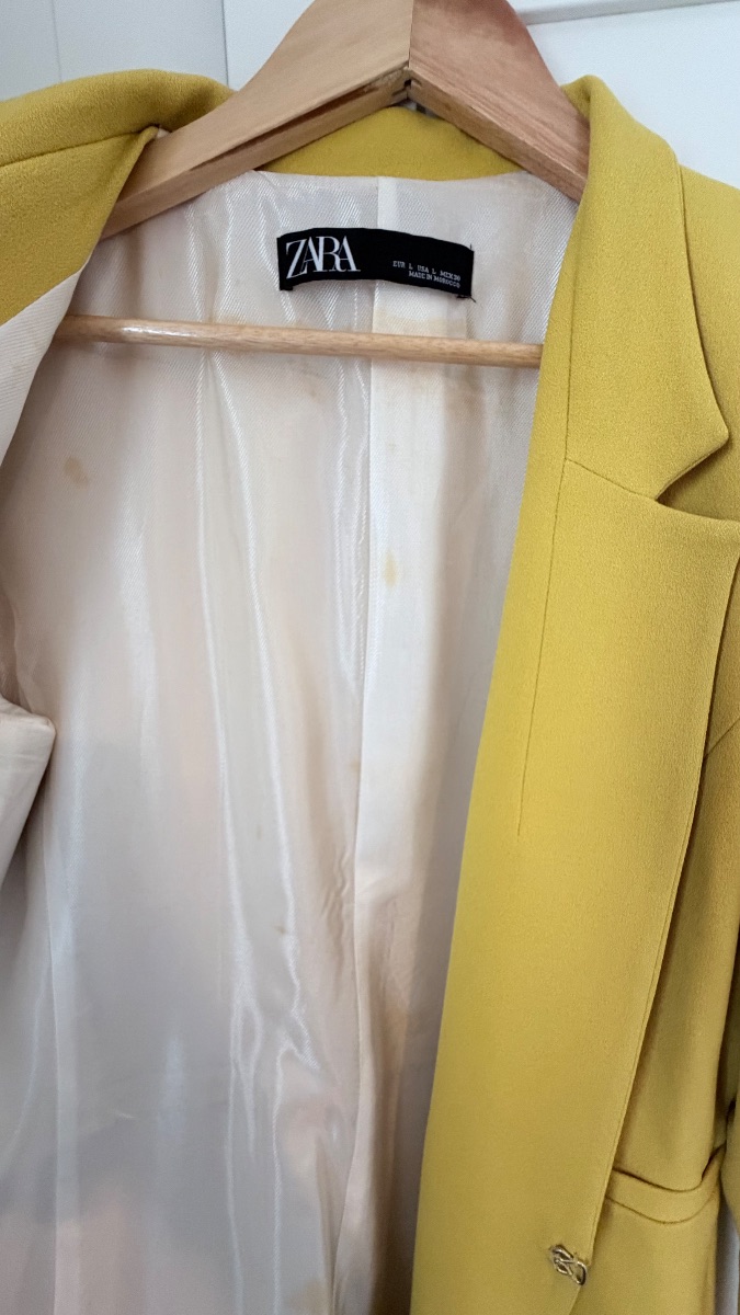 Zara Long Mustard Yellow Blazer – Size L photo 3