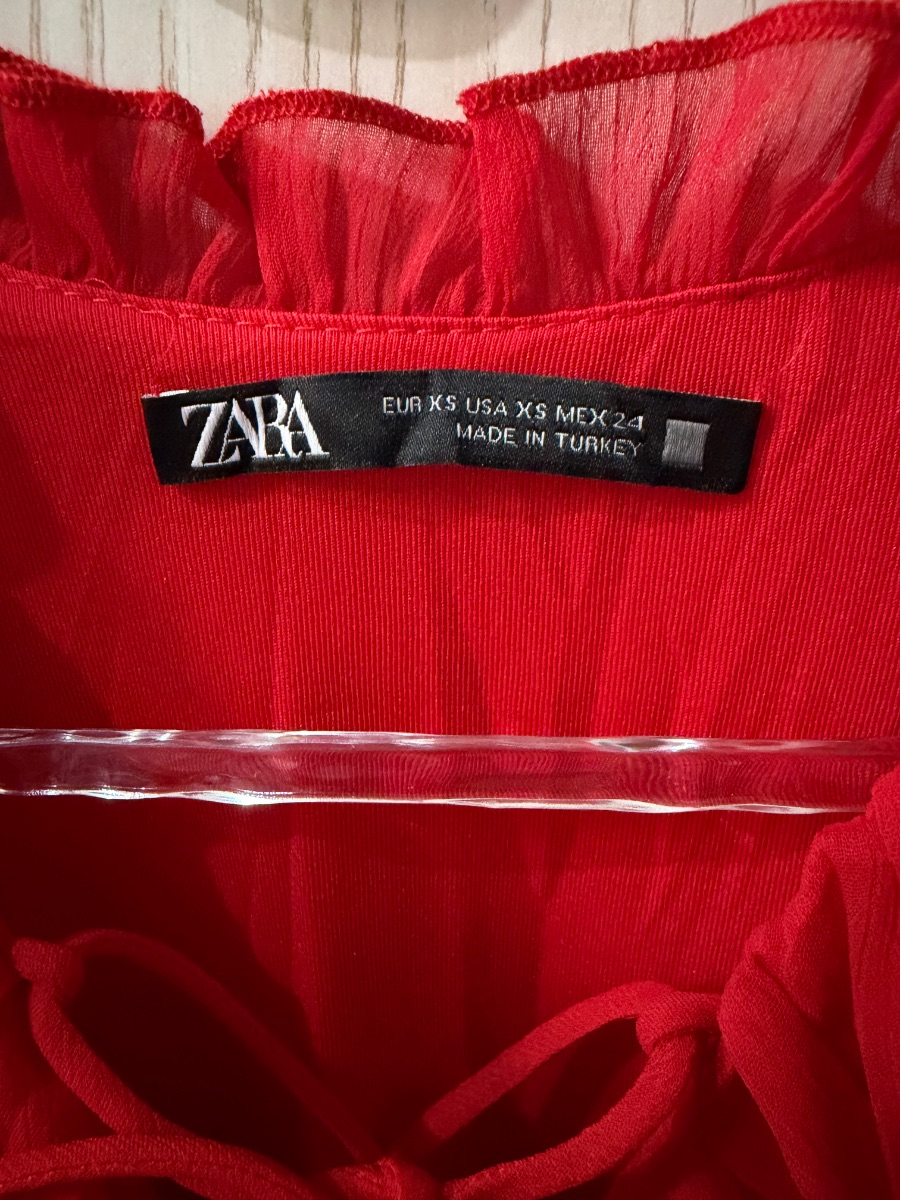 Zara Red Ruffled Mini Dress photo 3