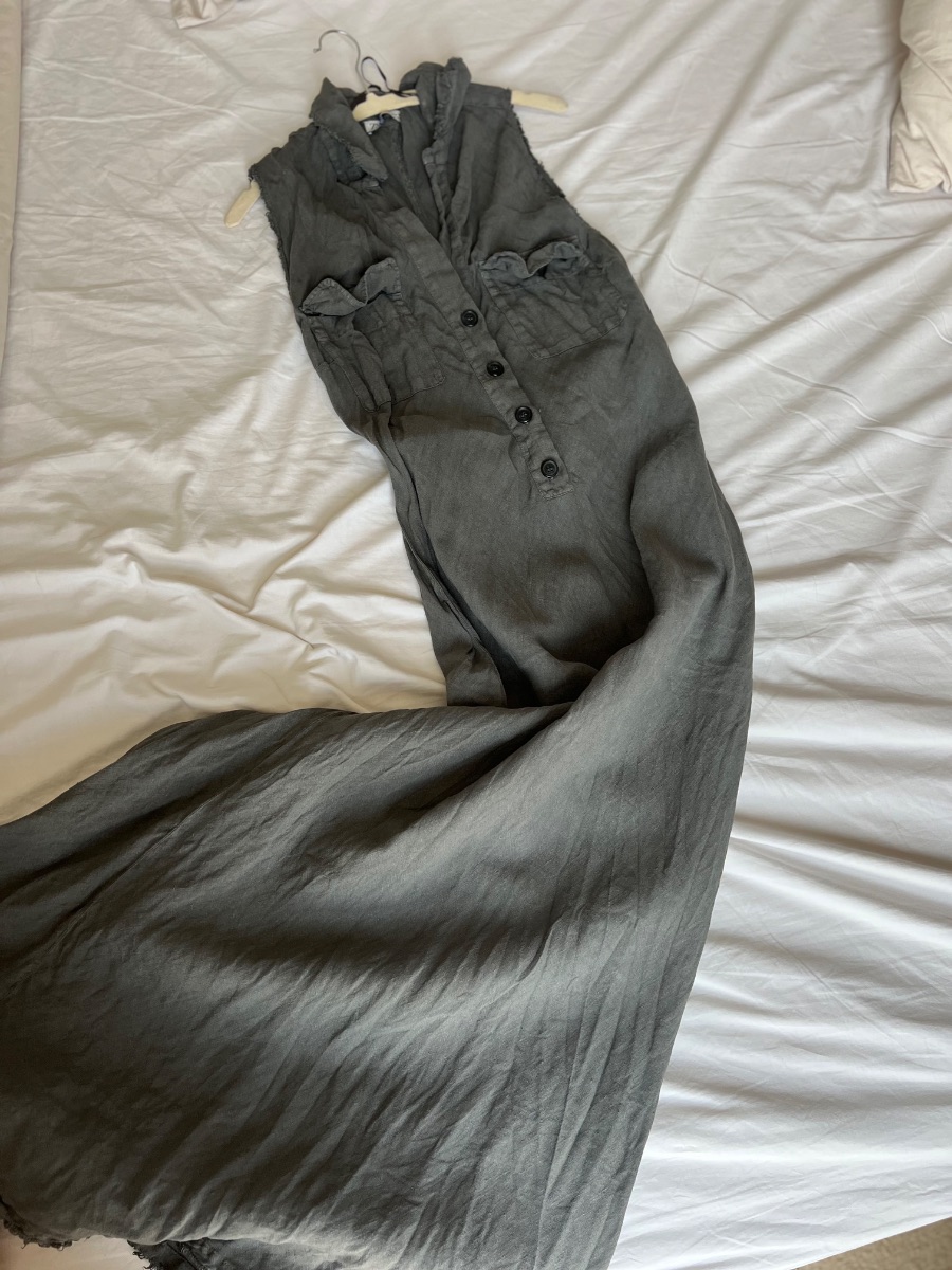 Zara Long Charcoal Sleeveless Button Dress