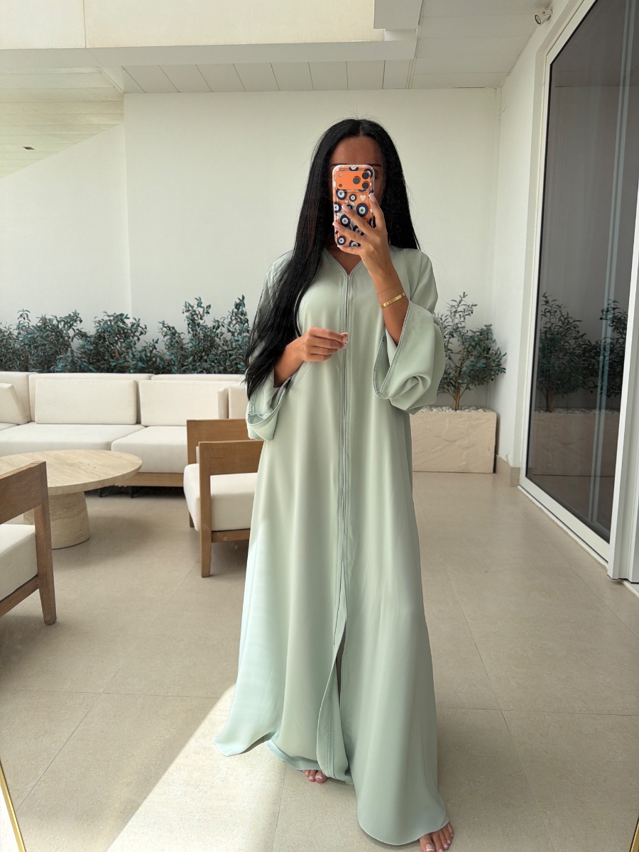 Mint green abaya haba yeb brand