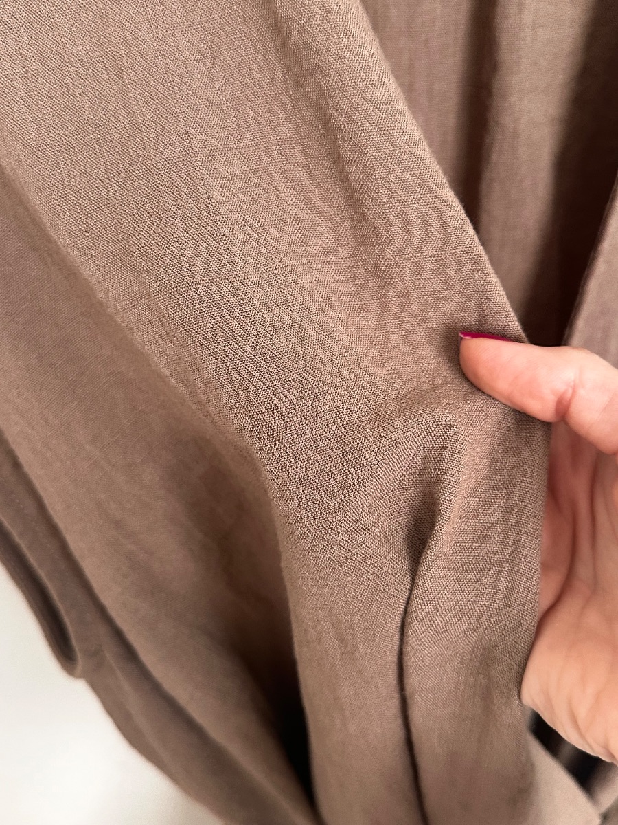 Zara brown/taupe wrap-style top with a tie waist photo 3