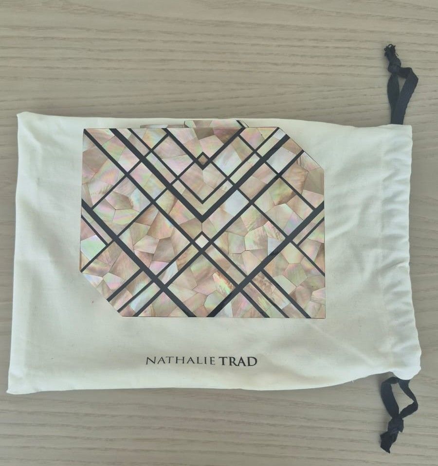 Nathalie Trad Mother of Peral Geometric Box Clutch