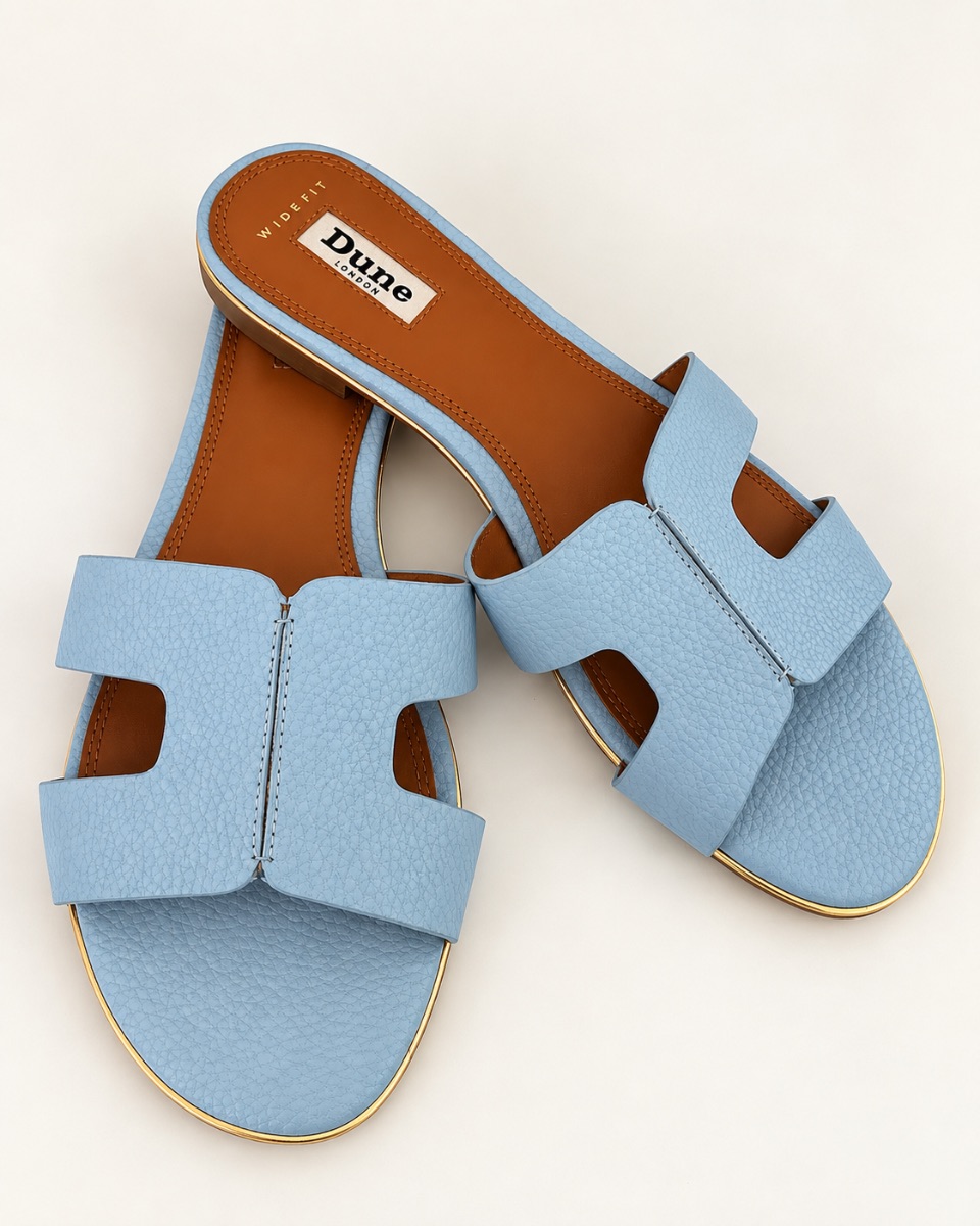 Dune Slides light blue colour worn once photo 2