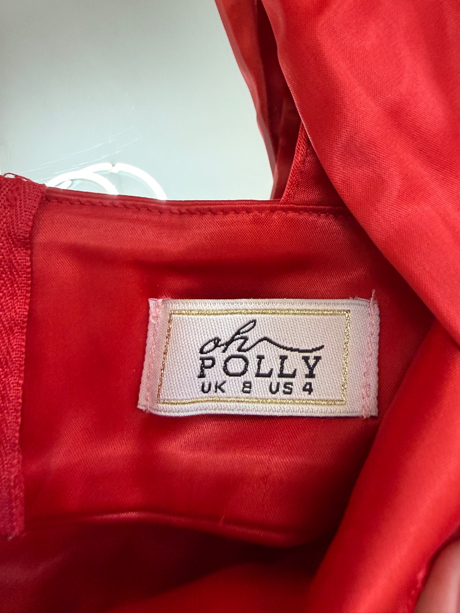 Oh Polly Red Satin Two-Piece Co-ord Set – Plunge Top & Midi Skirt (Split Size UK 8 / 10) photo 2