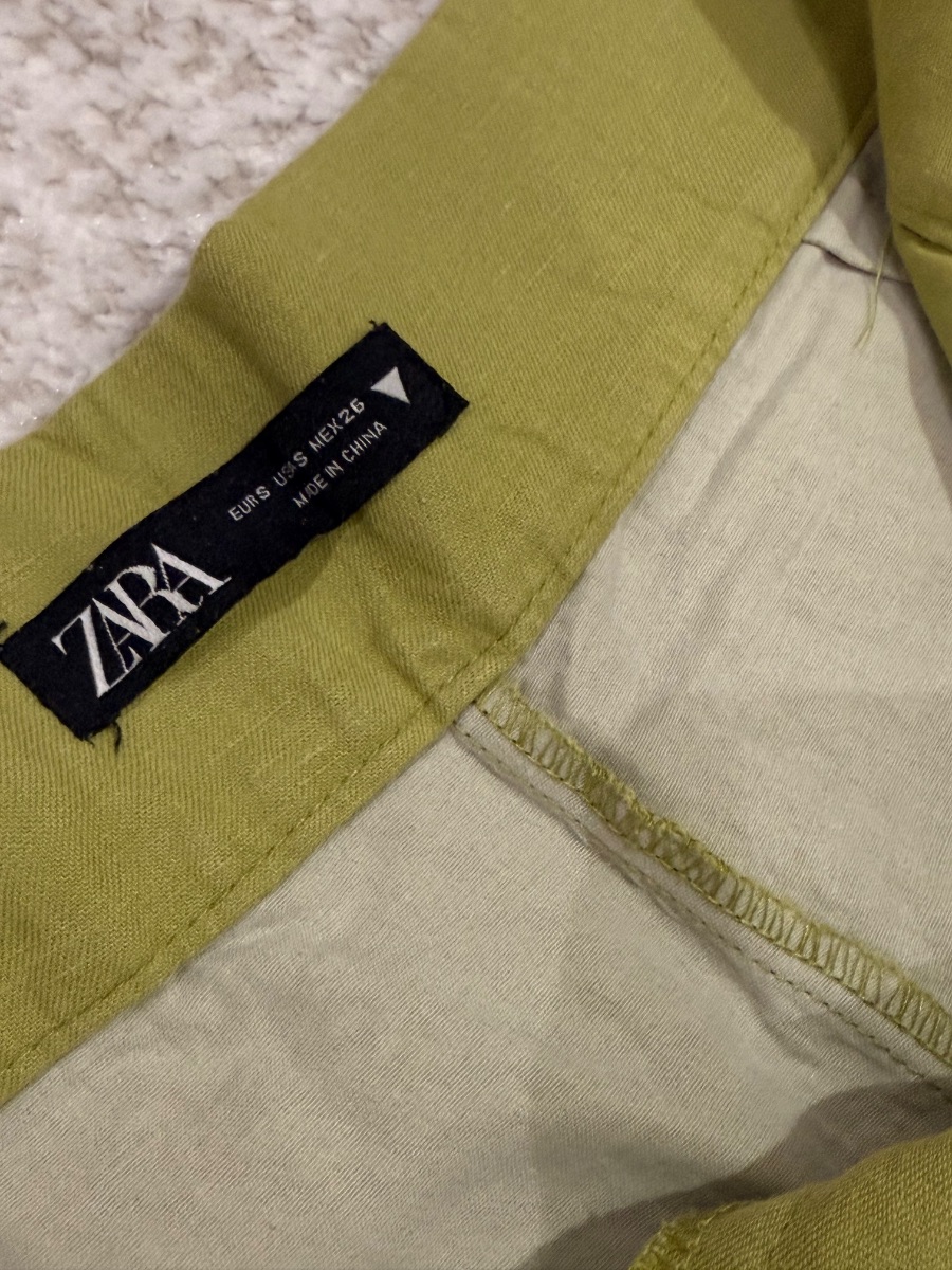 Zara Green Linen Trousers photo 2