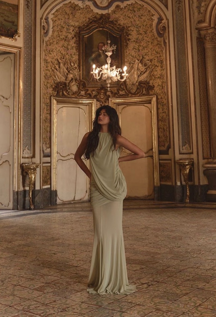 Pretty Little Thing PLT sage green maxi dress
