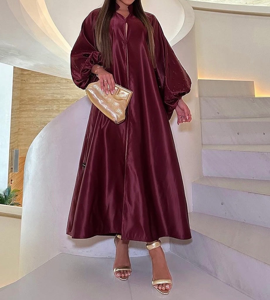 Custom made burgundy abaya photo 2