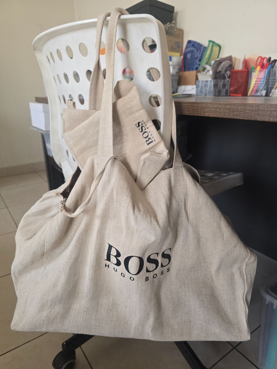 Hugo Boss BOSS Beige Canvas Tote Bag with Matching Pouch photo 2