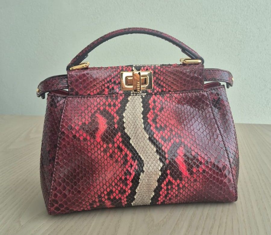 Fendi Peekaboo Python Bag Burgundy