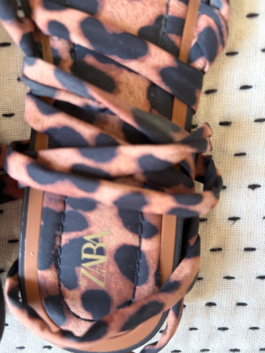Zara Animal Print Flats with laces - Sz 38 photo 2