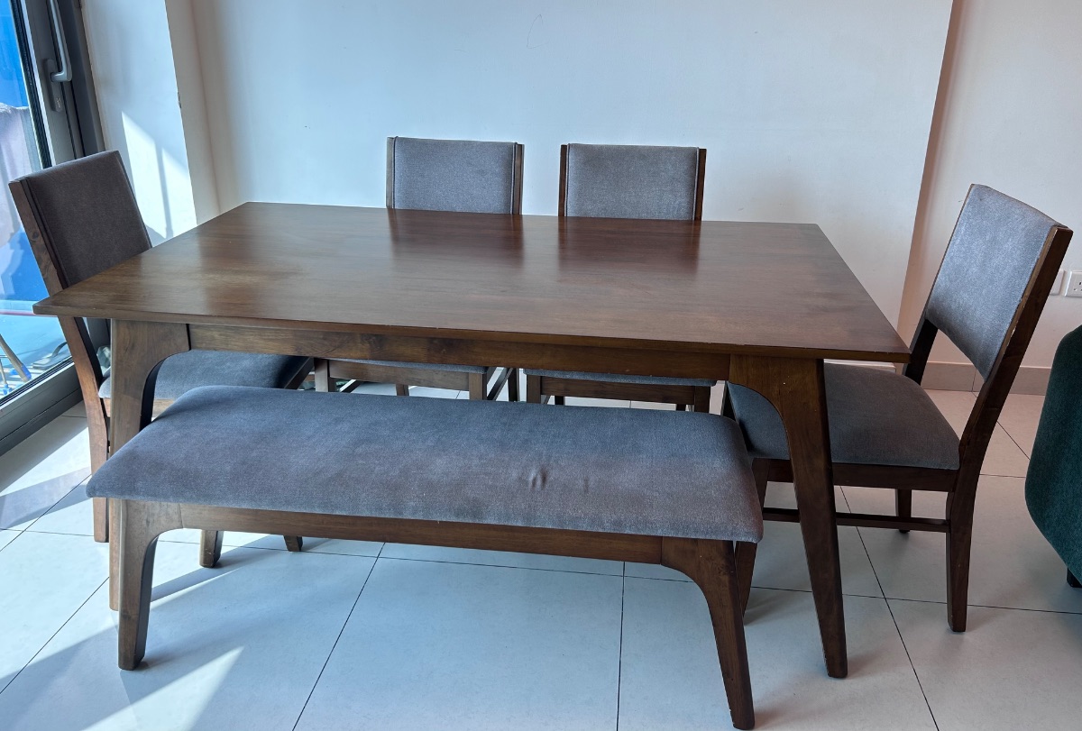 Home Centre Dining table set with 4 chairs and 1 bench photo 3
