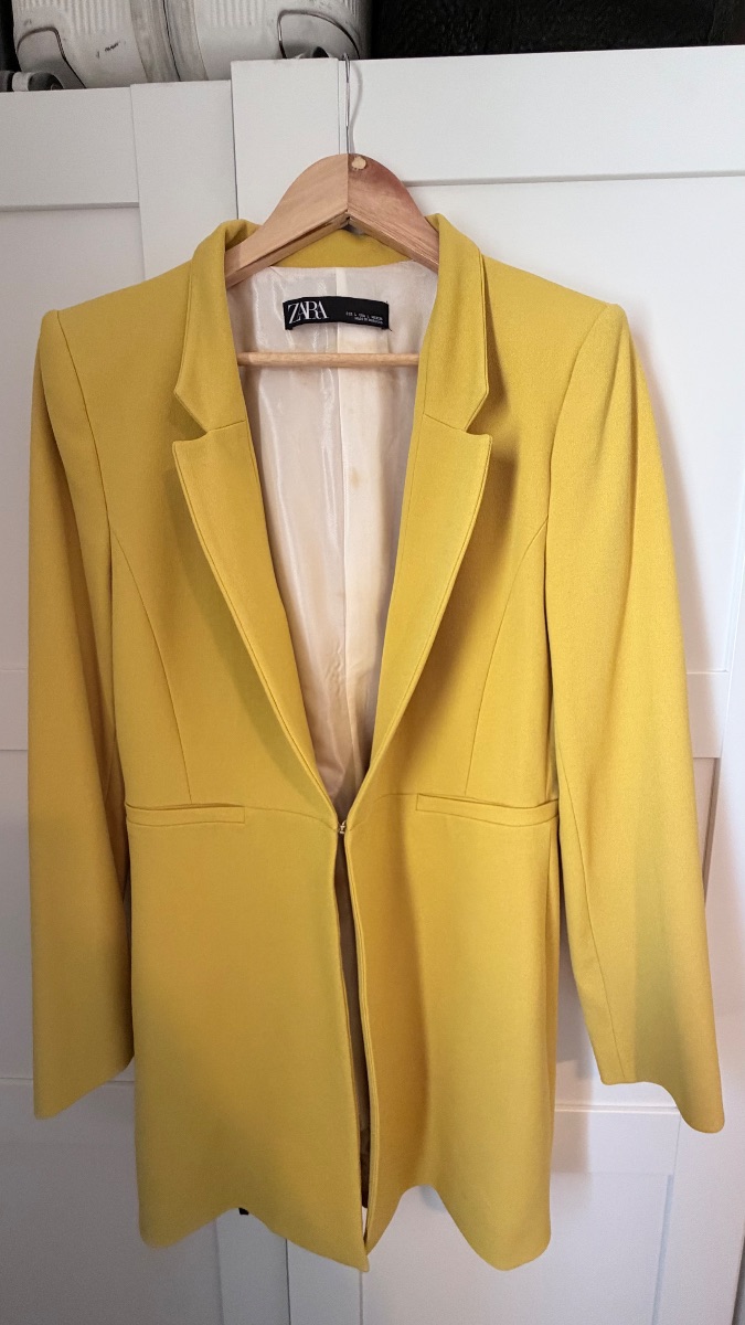 Zara Long Mustard Yellow Blazer – Size L