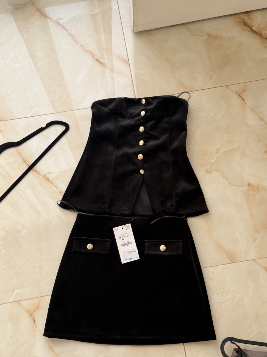 Zara Black Corset & Mini Skirt Set photo 2