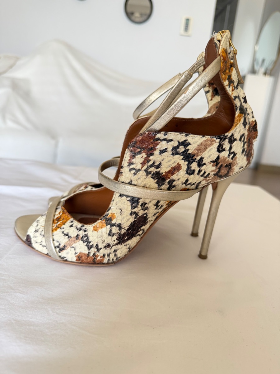 Authentic Malone Souliers Python & Gold Leather Sandals, size 40 photo 2