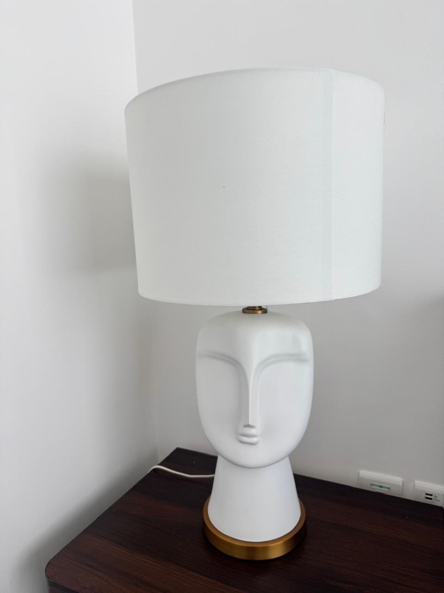 Statement Table Lamp – White & Gold