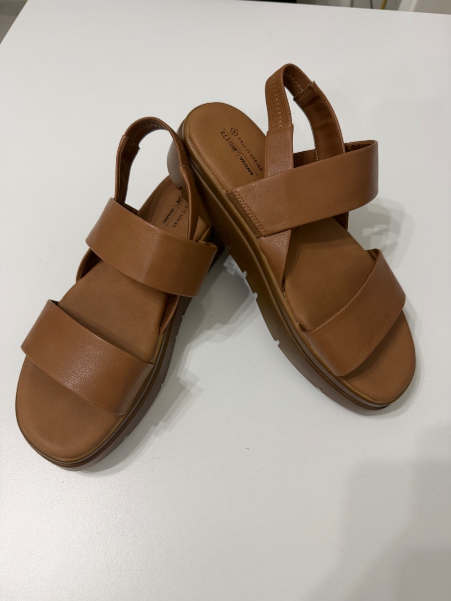 Call It Spring Tan Sandals - Size UK 7/Euro 40