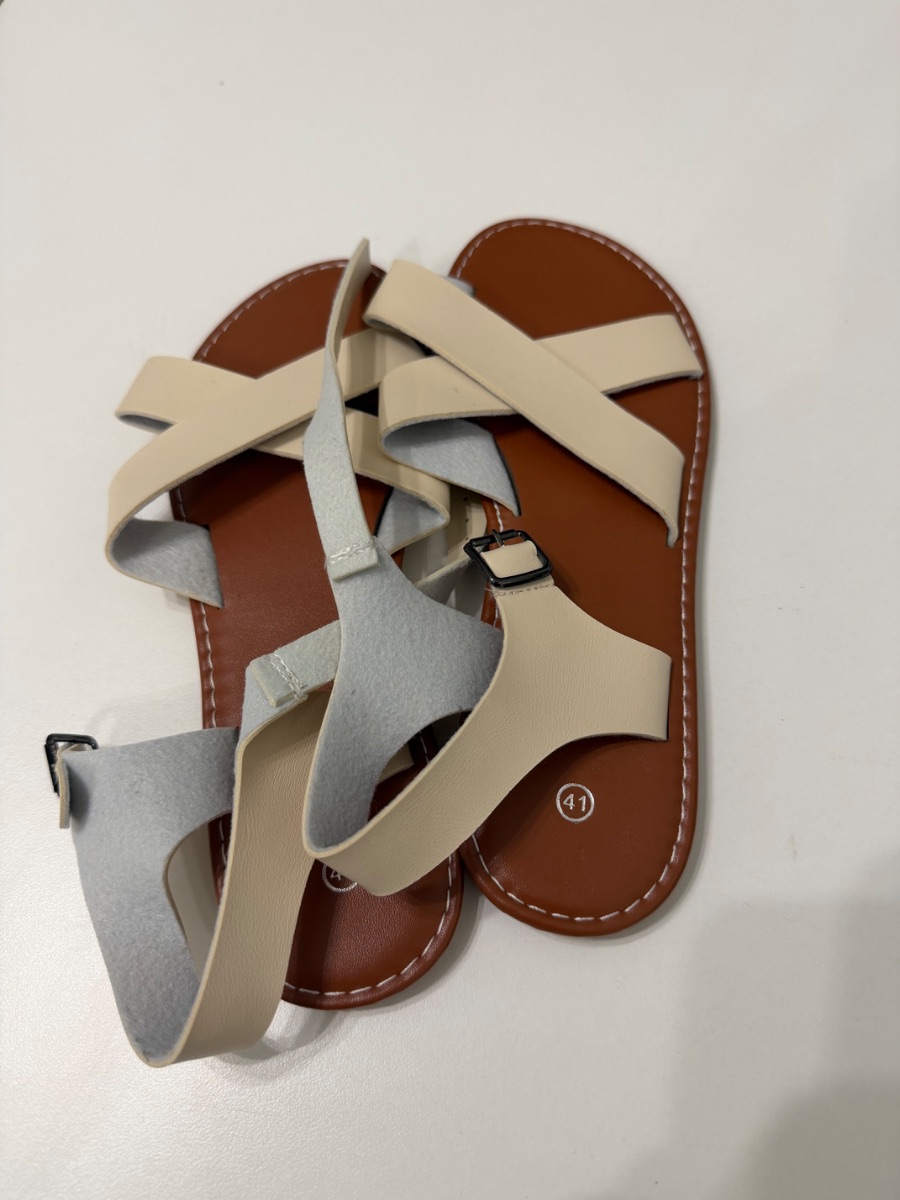 Shein Flat Sandals in Beige/Brown (Size Euro 41) photo 3