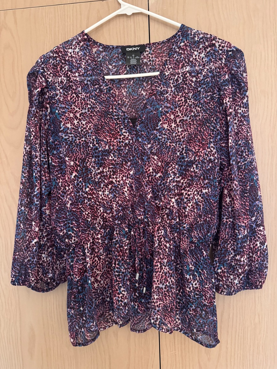DKNY printed long-sleeve blouse