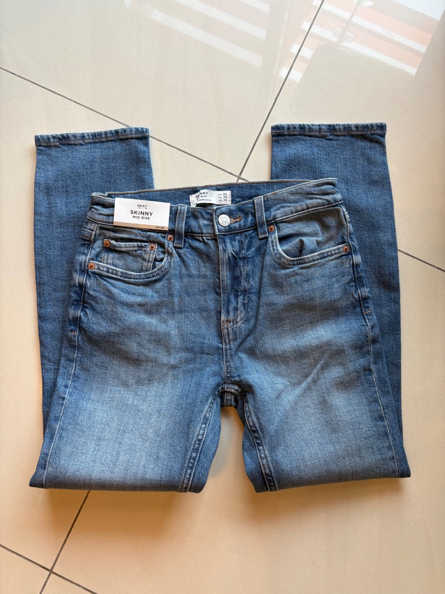 Next blue denim skinny mid rise jeans