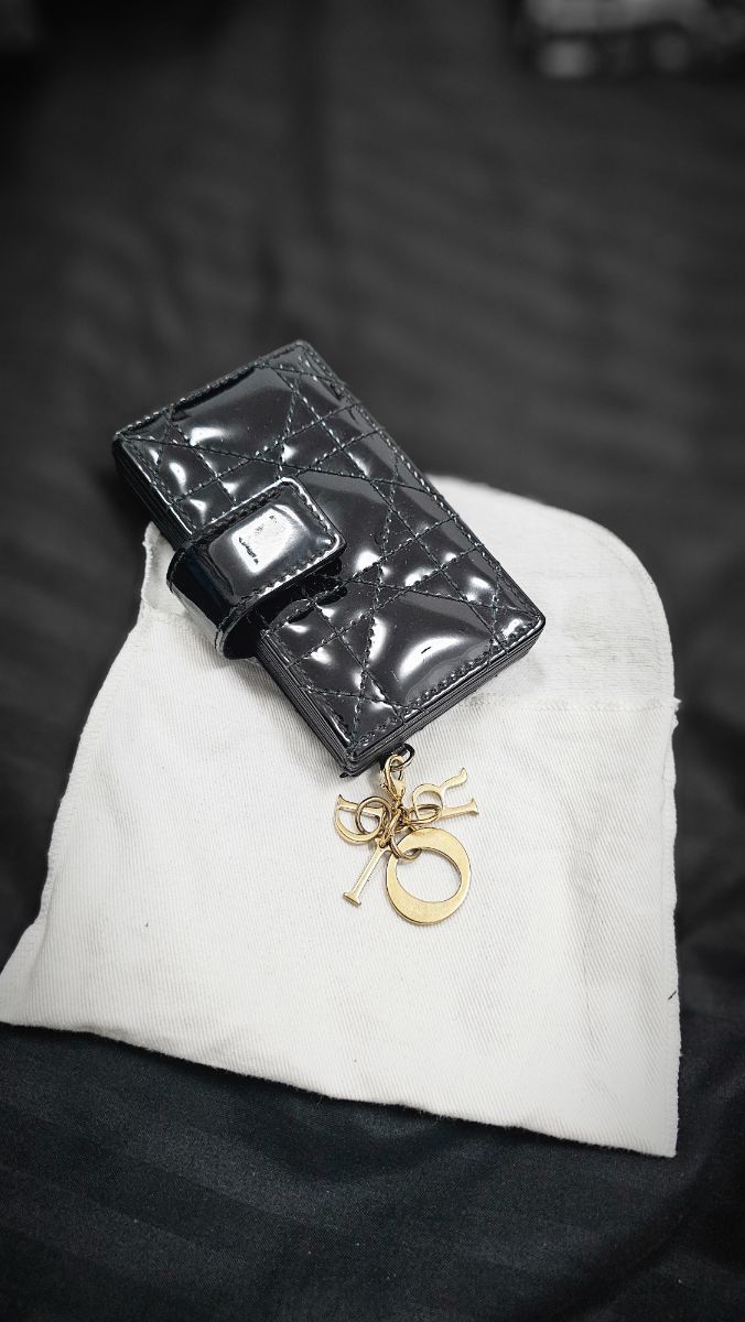Dior Lady Dior Black Patent Leather Cannage Card Holder photo 2