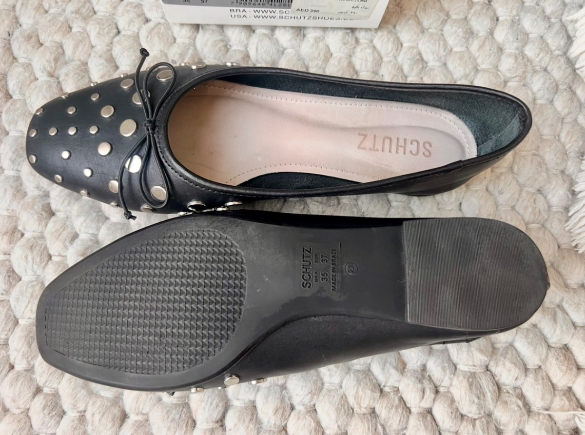 Leather Schutz Ballet Flats With Studs - Sz 37 EU photo 3