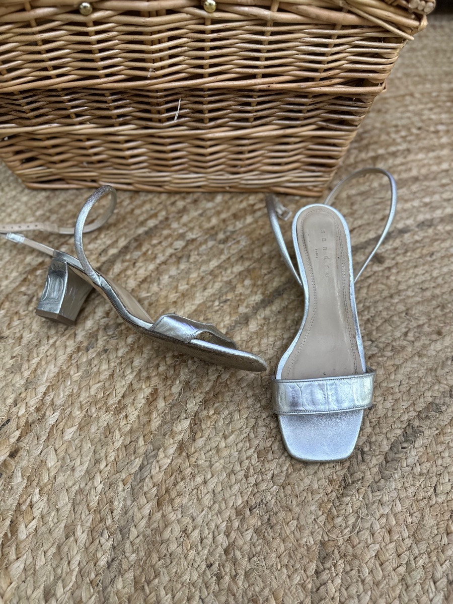 Sandro silver sandals 38/uk5