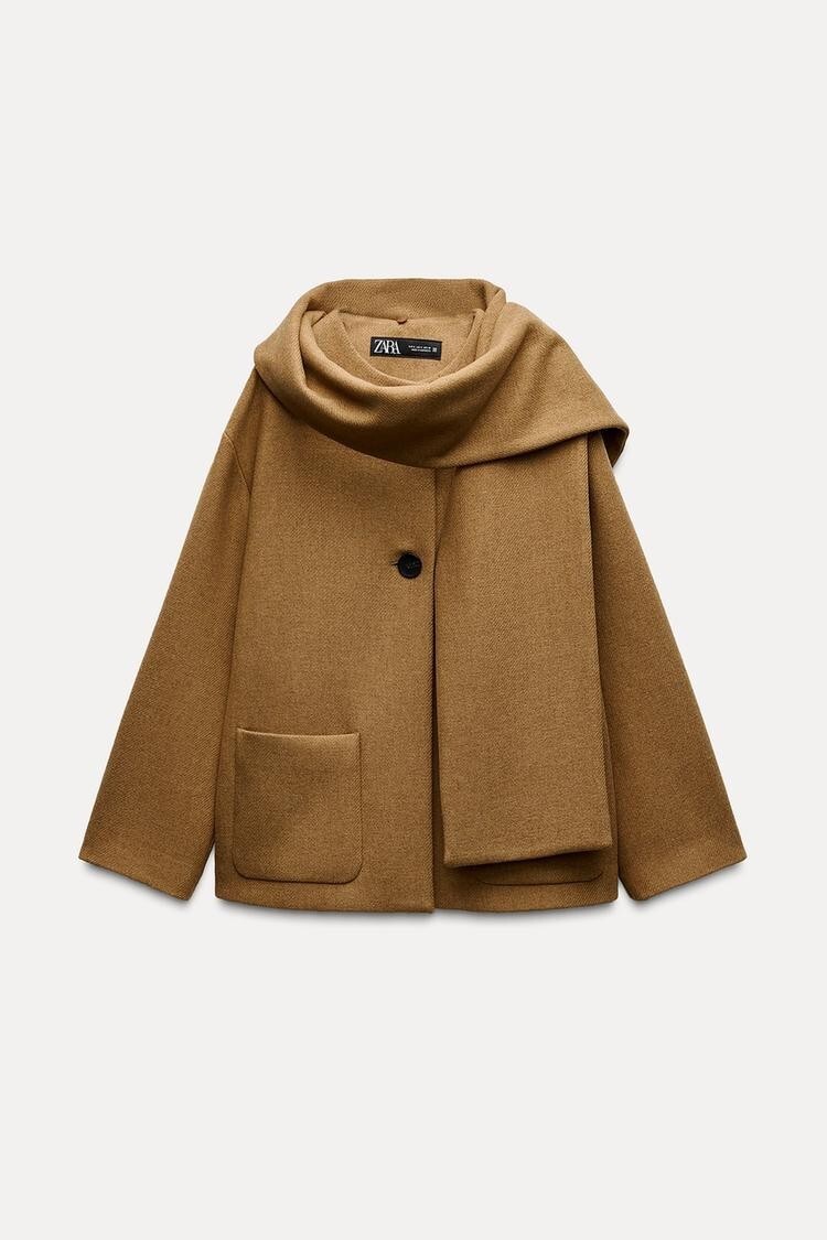 Zara Wool Blend Scarf Coat photo 2