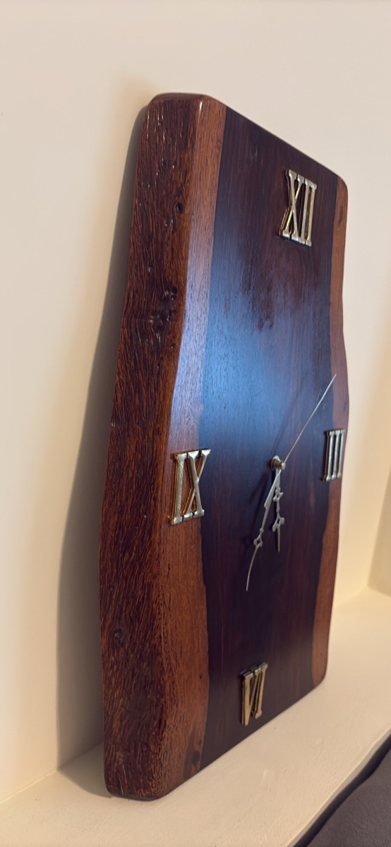 Handmade pure wood live edge wall clock - custom design photo 3