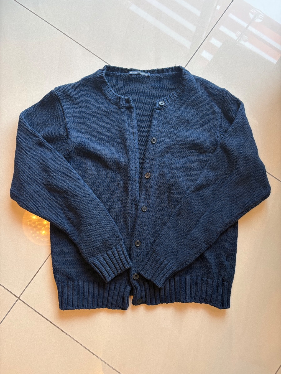 Brandy Melville navy blue woven button up cardigan photo 2
