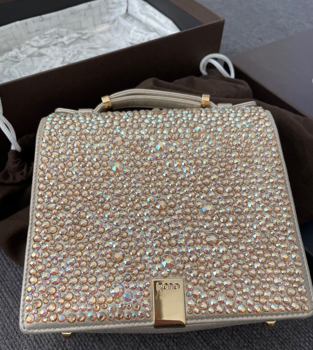 Rodo Swarovski gold bag