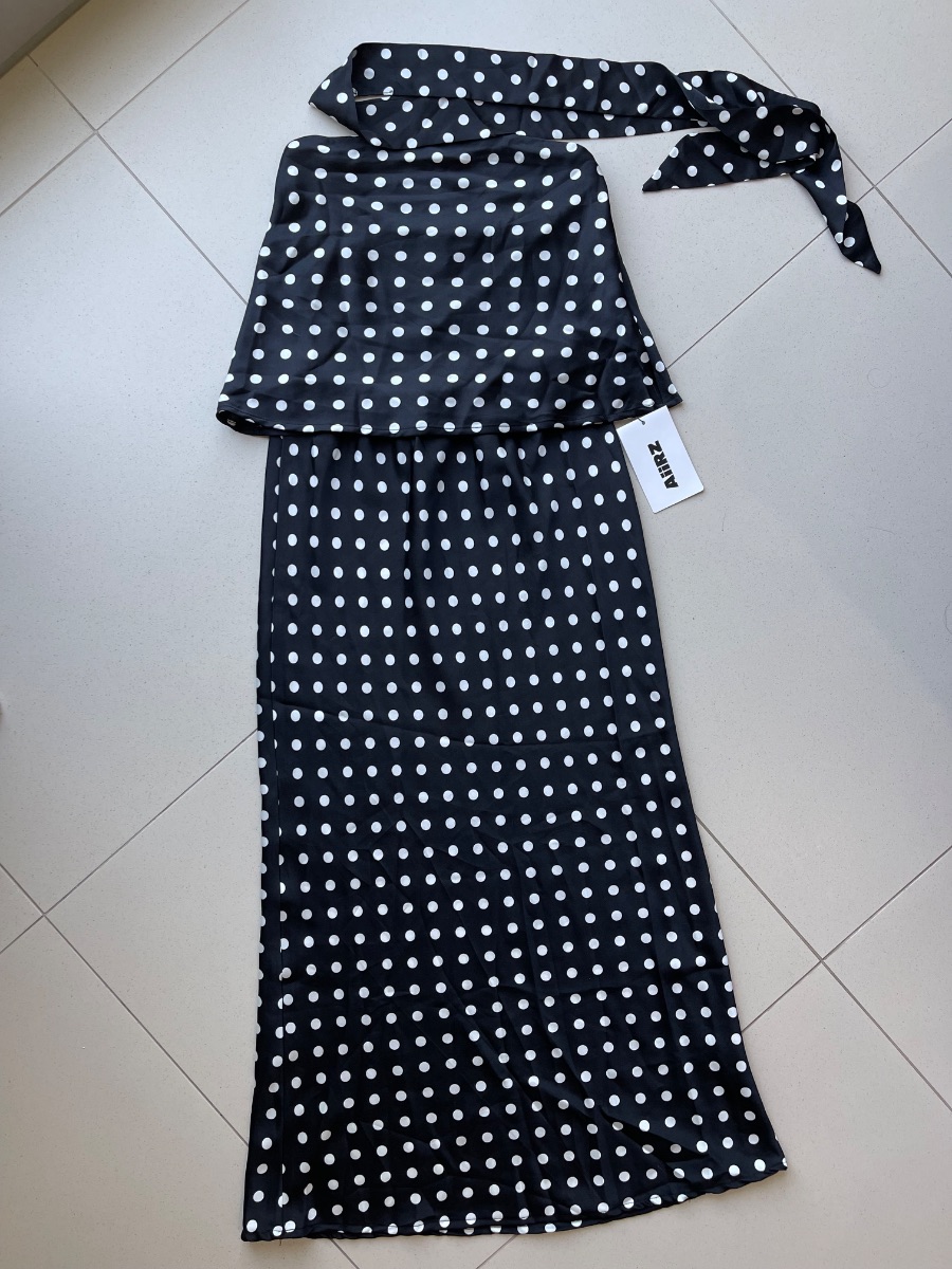 Shein Polka Dot Slip Skirt & Bandeau Top