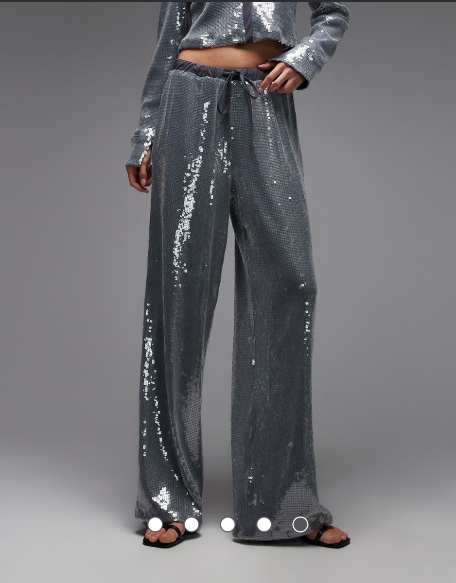 ASOS DESIGN Glass Sequin Wide Leg Trouser