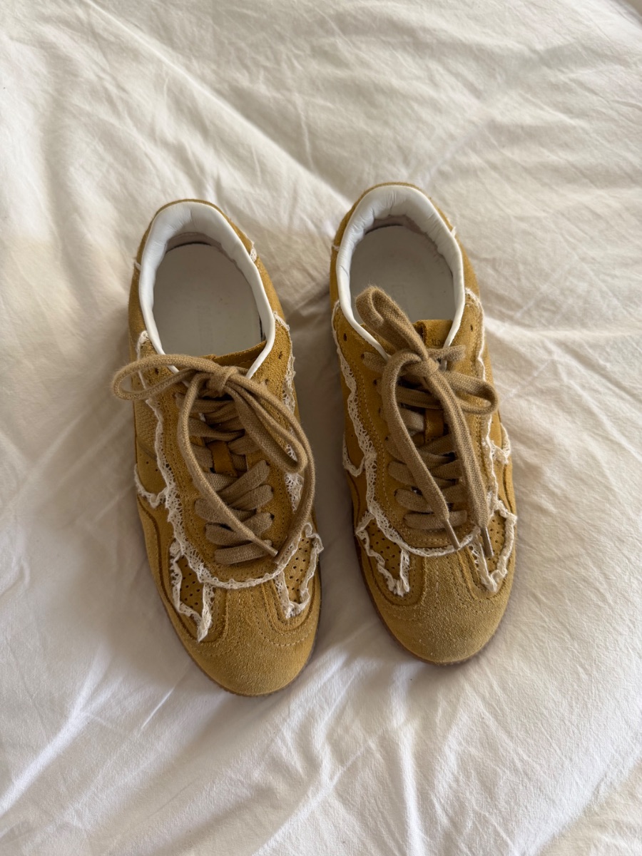 ALOHAS Mustard Yellow Lace Sneakers