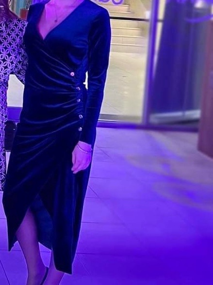 Zara velvet Dress Turquoise color photo 3