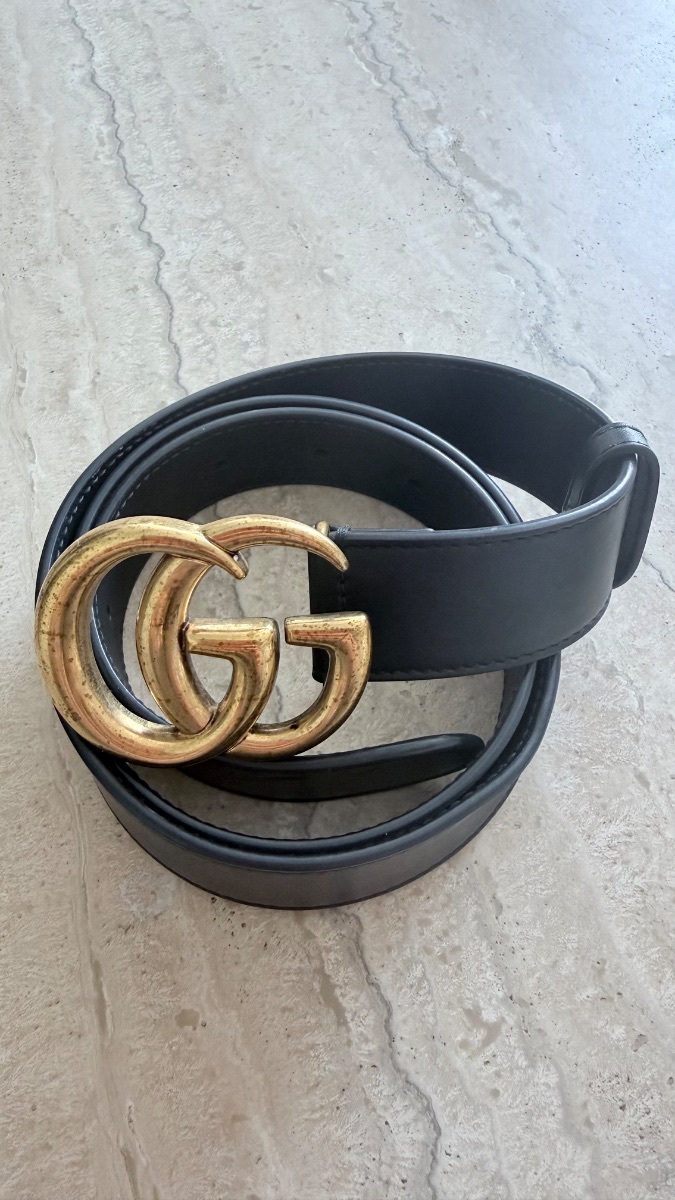 Gucci GG Marmont 3 cm Belt – Black Leather, Size 85 photo 2