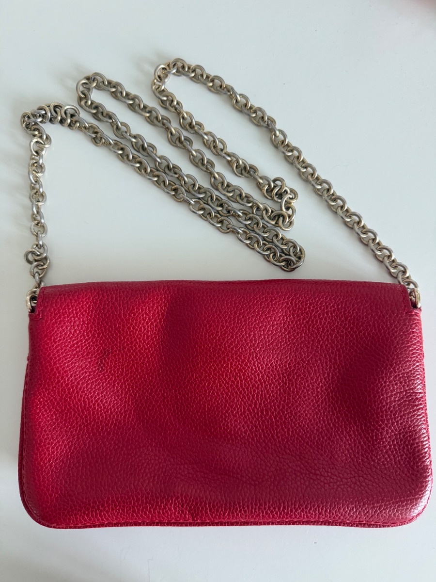 Red leather Carolina Herrera crossbody shoulder bag photo 2