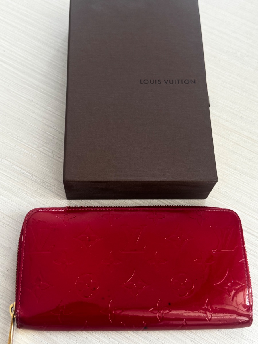 Louis Vuitton Red Vernis long patent wallet
