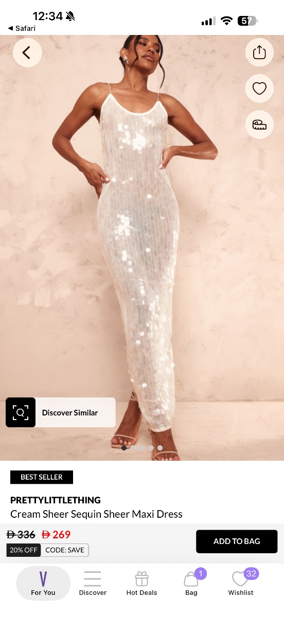 Pretty Little Thing Cream sequin maxi dress photo 3