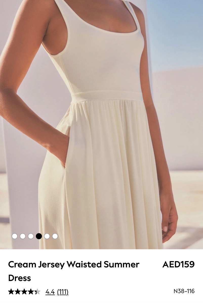 Next Cream Jersey Waisted Summer Dress photo 3