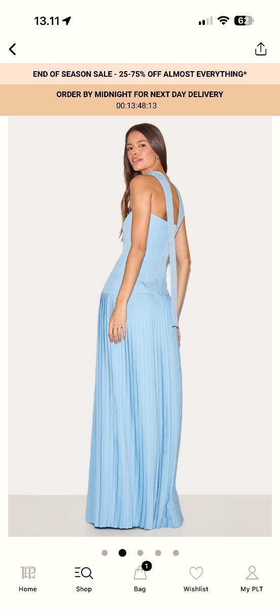 Pretty Little Thing PrettyLittleThing Pale Blue Woven Asymmetric Pleated Maxi Dress – Never Worn photo 2