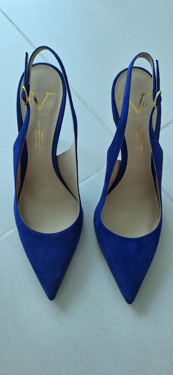 Vero Cuoio Heel Pumps Electric Blue Suede EU38.5 - New