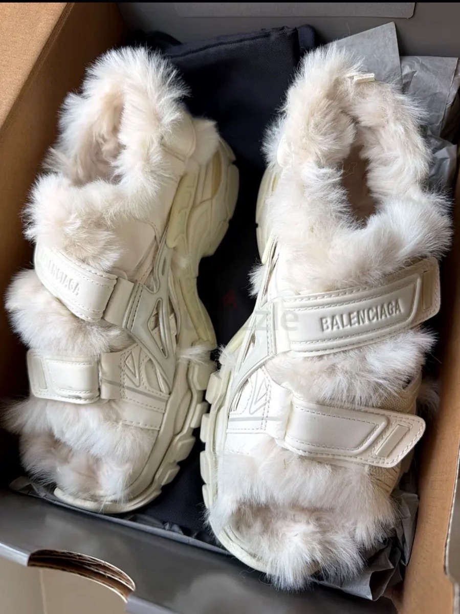 Balenciaga Fur-trim sandals